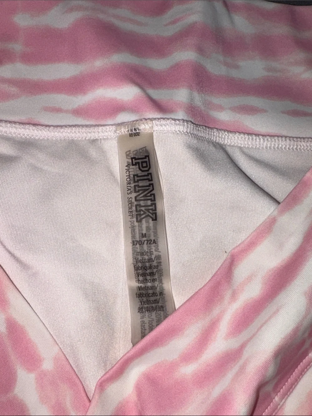 PINK Victoria's Secret Pink & White Tie-Dye Boyshort Swim Bottoms